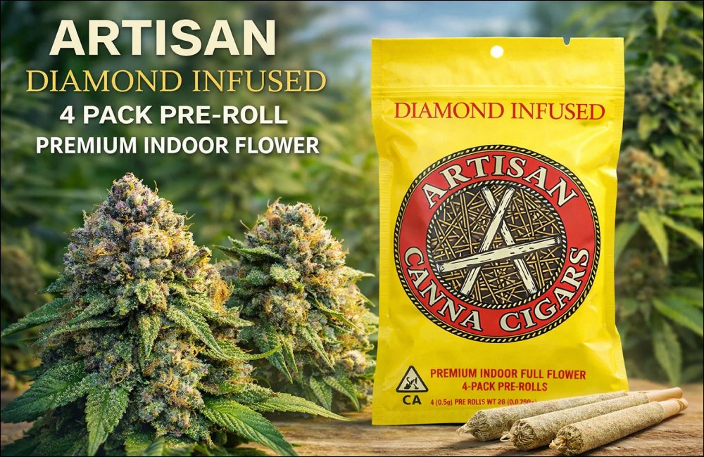 Artisan premium indoor flower diamond infused 4 pack pre-roll 20 Artisan Diamond Infused 4 Pack Pre Roll