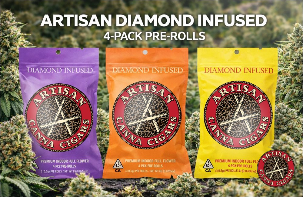 Artisan premium indoor flower diamond infused 4 pack pre-roll 3 Artisan Premium Indoor Flower Diamond Infused