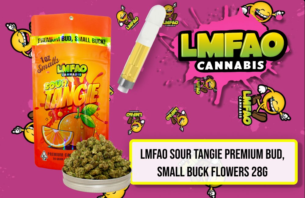 LMFAO Sour Tangie Premium Bud, Small Buck Flowers 28G