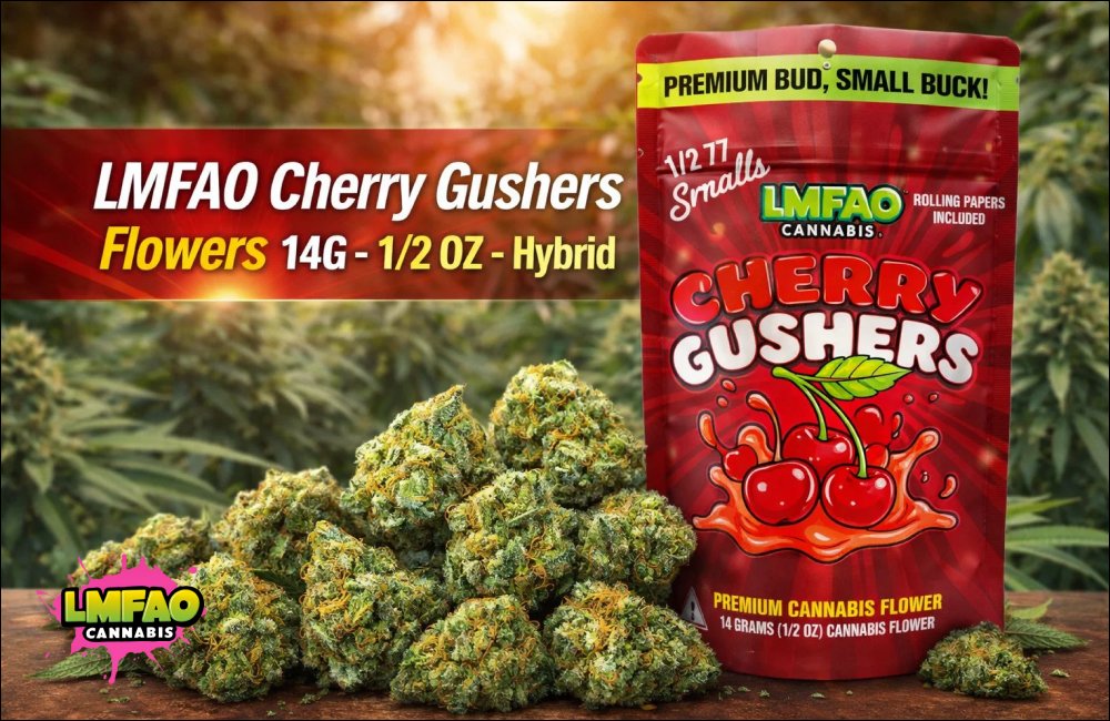 LMFAO Cherry Gushers Flowers 14G – Premium Hybrid Cannabis With Sweet Cherry Terpenes 2 LMFAO Cherry Gushers